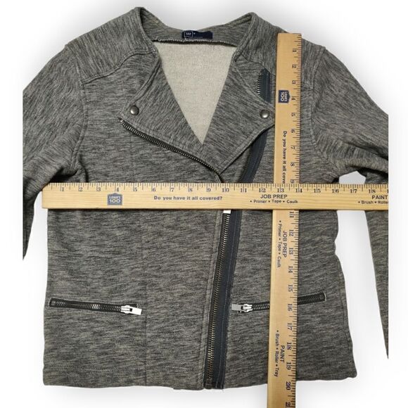 GAP GRAY 100% COTTON MOTO ZIP JACKET SIZE M - Picture 5 of 7